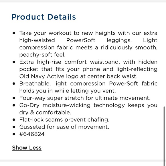 Old Navy Extra High Waisted Workout Leggings - Picture 3 of 3